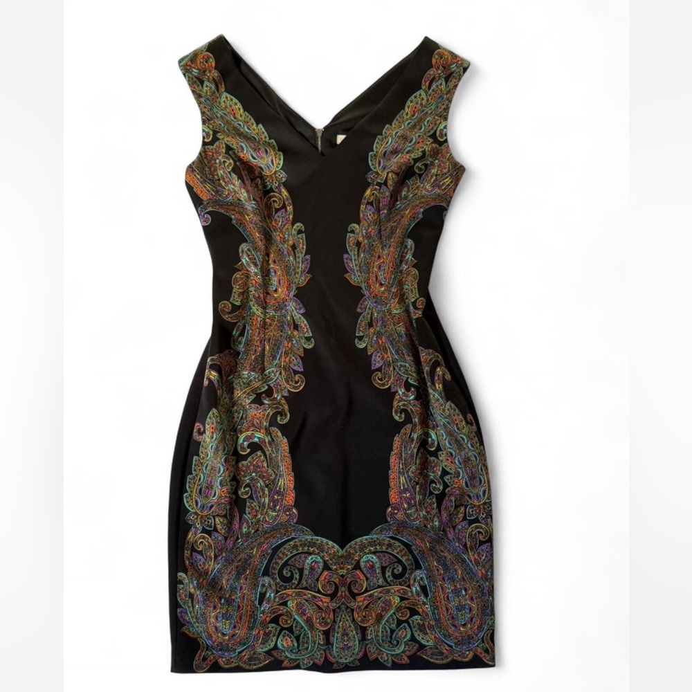 Boston Proper Elegant Black Paisley Dress